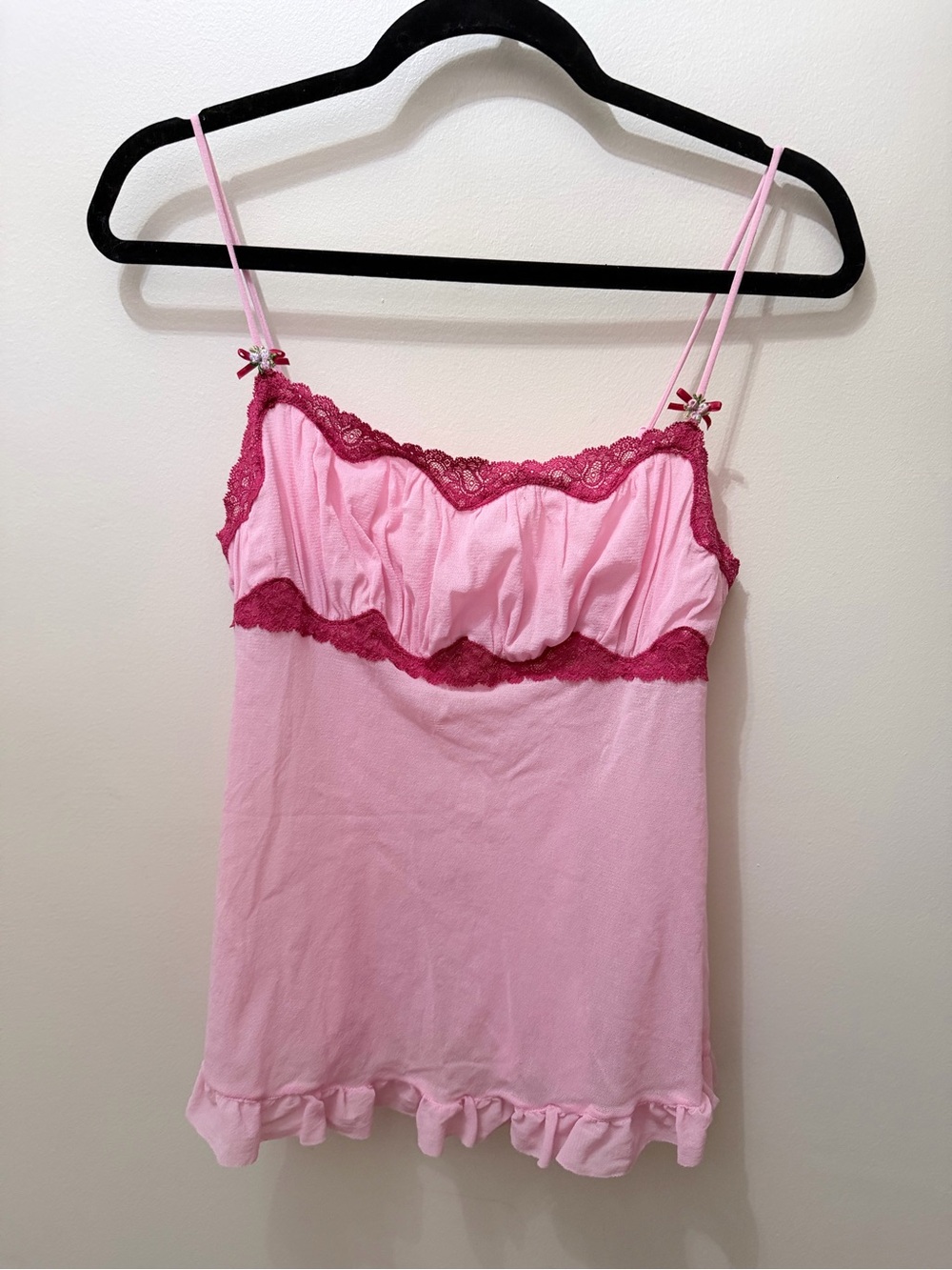 Y2K Victoria’s Secret Angels Milkmaid Lace Trim Baby Doll Tank Mesh Camisole M